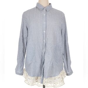 Umgee Blue and White Striped Shirt | Size 1X